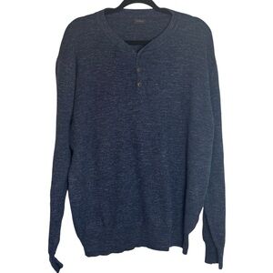 J. Crew Men's Donegal Tweed Henley XLarge Sweater in Navy
